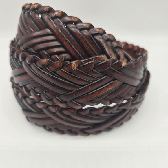 Genuine Leather Braided Leather Belt Brown Boho Western Urban Cowgirl Large - Picture 1 of 7